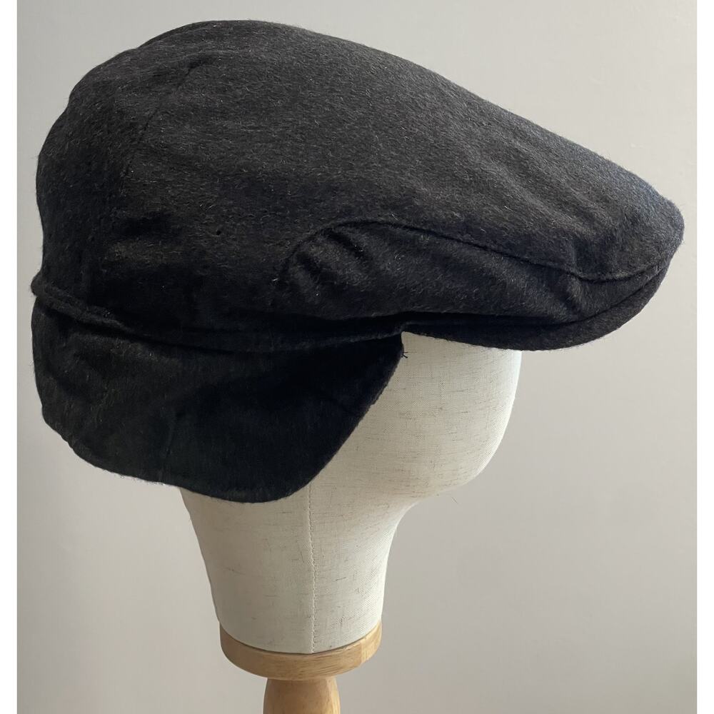 Joseph & Lyman Hat Cap Newsboy Mens XL Black Cashmere Felt Lined Ear Flap - Picture 5 of 10